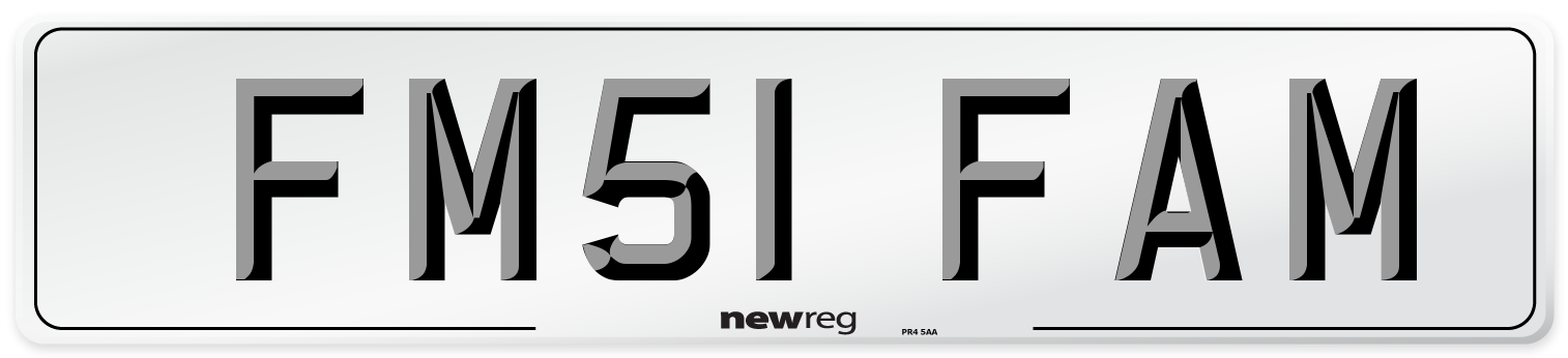 FM51 FAM Number Plate from New Reg